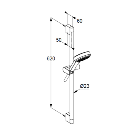 Set de duș, Kludi, sDive, cu pară 3S, bară de 60cm și furtun de 160cm, crom [1]