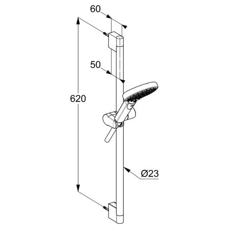 Set de duș, Kludi, xDive, cu pară 3S, bară de 60cm și furtun de 160cm, crom [1]