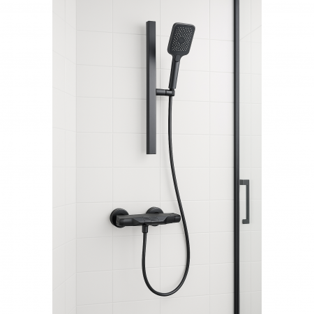 Set de dus La Brocca BAS005, 2 functii, Presiune ridicata, Jet reglabil, Montare rapida, Para de dus, Negru Mat [1]