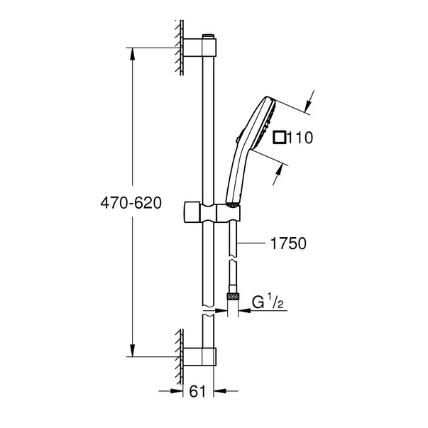 Set de dus negru mat Grohe Tempesta Cube 110 cu 2 functii [3]