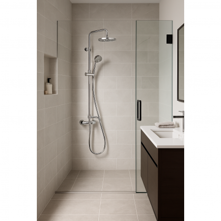 Set de dus Remer W37AEC20, coloana telescopica, para de dus 20cm, para de mana cu 3 functii, ABS cromat [3]