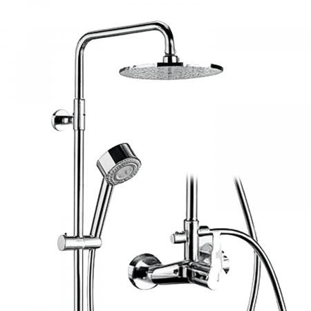 Sisteme de dus - Set de dus Remer W37AEC20, coloana telescopica, para de dus 20cm, para de mana cu 3 functii, ABS cromat