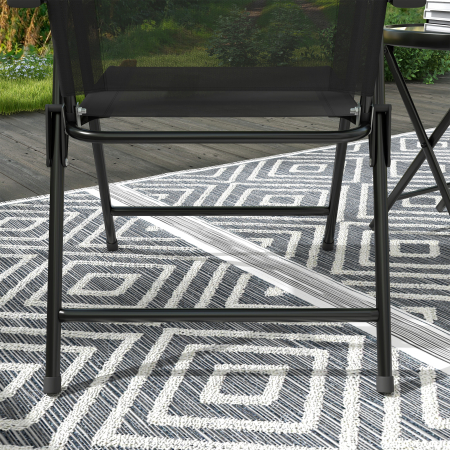  Set de Gradina 3 Piese cu 2 Scaune 53,5x64x93 cm si Masuta de Cafea Ø45x50 cm, din Metal, Negru [8]