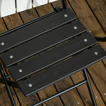 Set de Gradina  3 Piese cu 2 Scaune si Masa Pliabile din Otel si HDPE pentru Balcon si Terasa, Gri Inchis [7]