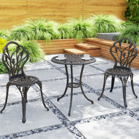  Set de Gradina 3 Piese din Aluminiu cu 2 Scaune [7]
