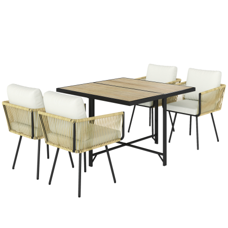 Seturi mobilier -  Set de Gradina 5 Piese cu Masa din Lemn-Plastic