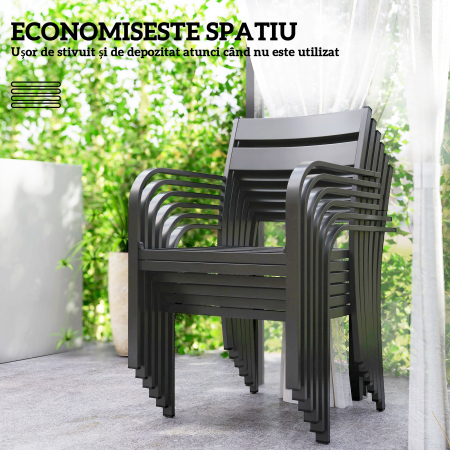  Set de Gradina cu Masa Extensibila si 6 Scaune Stivuibile Gri [5]