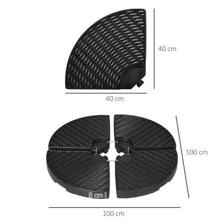  Set de greutati din 4 piese pentru baza umbrelei de gradina in consola pentru umbrelele cu articulatie tip banana, Greutati pentru umbrela  pentru suportul bazei, negru [2]
