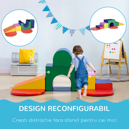  Set de Joaca pentru Copii 12-36 Luni cu 7 Blocuri din PU si EPE Multicolor [5]
