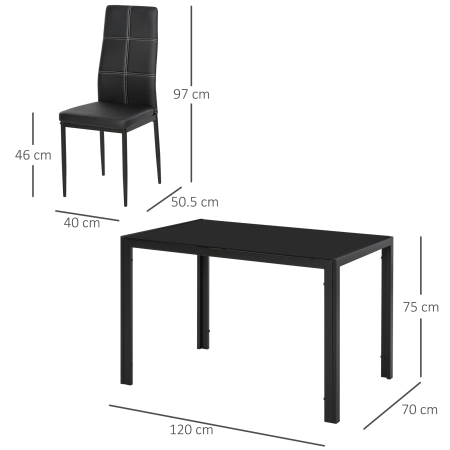  Set de luat masa 4 Scaune tapitate si 1 Masa pentru 4 persoane negru [2]
