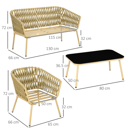  Set de Mobilier de Gradina cu 4 Piese cu Ratan din PE [2]