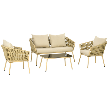 Seturi mobilier -  Set de Mobilier de Gradina cu 4 Piese cu Ratan din PE
