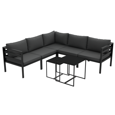 Seturi mobilier -  Set de Mobilier de Gradina din 7 Piese cu Canapea de Colt, Masa de Cafea, Set de Mobilier Sectional, Gri