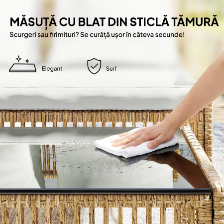  Set de Mobilier de Gradina, Set de Gradina 3 Piese, Crem Natural [6]