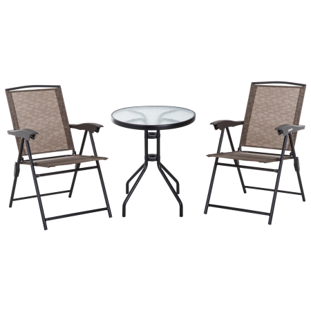 Gradina & balcon -  Set de mobilier pentru gradina cu masa din sticla securizata, maro