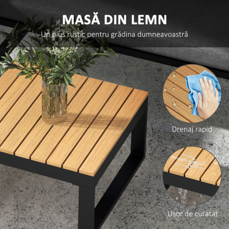  Set de Mobilier pentru Gradina din 4 Piese cu 2 Canapele Duble, Coltar si Masuta de Cafea, 124x61x71,5 cm, Gri [5]