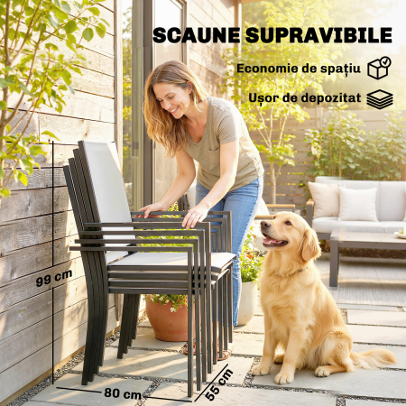  Set de Pranz Gradina cu Orificiu pentru Umbrela, Masa, Scaune pentru 4, Gri Deschis [4]