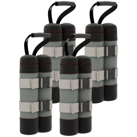 Pavilioane -  Set de saci pentru pavilioane, 4 bucati, 48 kg, fara nisip, cu curele de fixare, rezistent la intemperii, Negru
