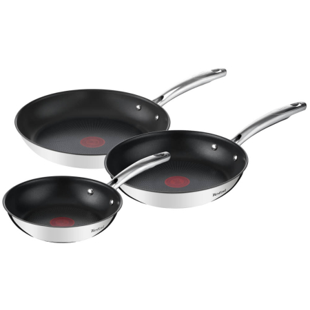 Bucatarie - Set de tigai cu 3 piese Tefal Duetto G732S335 de 20/24/28 cm, inductie, invelis antiaderent, exterior inox, argintiu