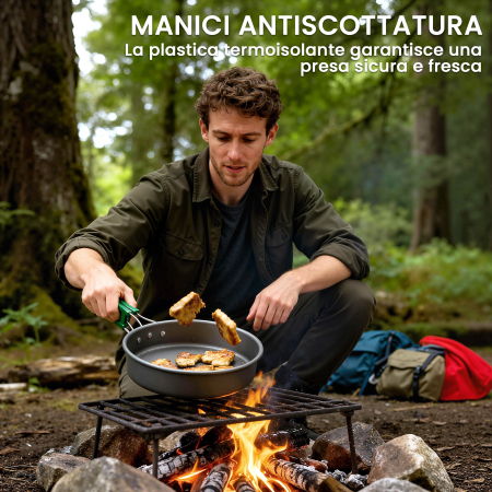  Set de Vase pentru Camping 4-5 Persoane, Kit Gatit din Aluminiu, Gri [3]