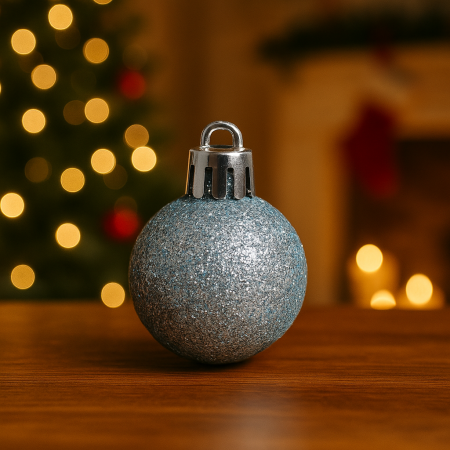 Set decoratiuni Craciun, 44 piese, cu globuri, ghirlanda si varf de brad, albastru si alb [2]