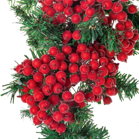 Set decorativ ramuri cu merisoare rosii artificiale inghetate, 15 cm, 200 boabe, rosu [3]