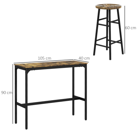  Set Dining 5 piese: Masa 60×30 cm + 4 Scaune cu Suport Picioare [2]
