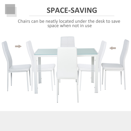  Set Dining Alb Modern - Masa + 4 Scaune Tapitate pentru 4 Persoane [4]