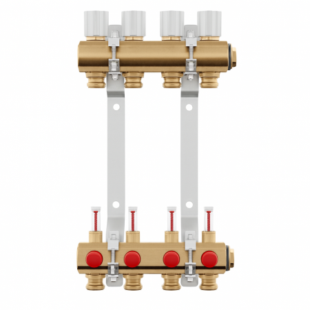 Incalzire in pardoseala - Set distribuitor-colector Giacomini R553KY063, 3 circuite, suporti de montaj, debitmetre, ventile micrometrice, eficienta si confort termic ridicat