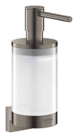 Baie - Set dozator sapun Grohe 41028AL0, Selection, include suport 41027AL0, fixare ascunsa, montare pe perete, mat, grafit