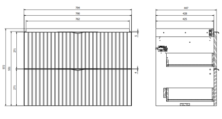 Set dulap baie suspendat 2 sertare lavoar inclus, 80 cm, casmir mat, MDF, Cersanit Tirso [4]