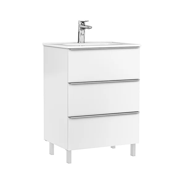 Mobilier pentru baie - Set dulap baza pe pardoseala Gala Shona alb 3 sertare cu lavoar Klea 60 cm