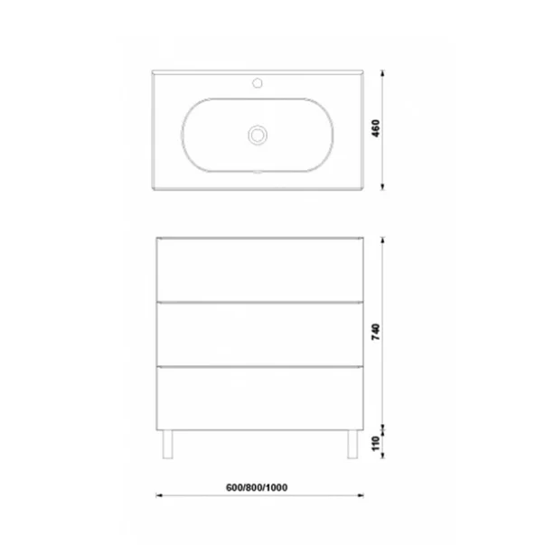 Set dulap baza pe pardoseala Gala Shona gri 3 sertare cu lavoar Klea 80 cm [2]