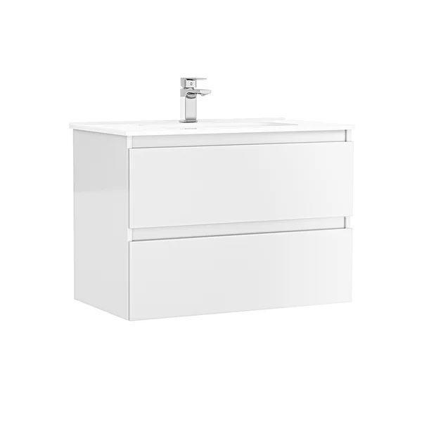 Baza lavoar - Set dulap baza suspendat Gala Daily alb 2 sertare cu lavoar 80 cm