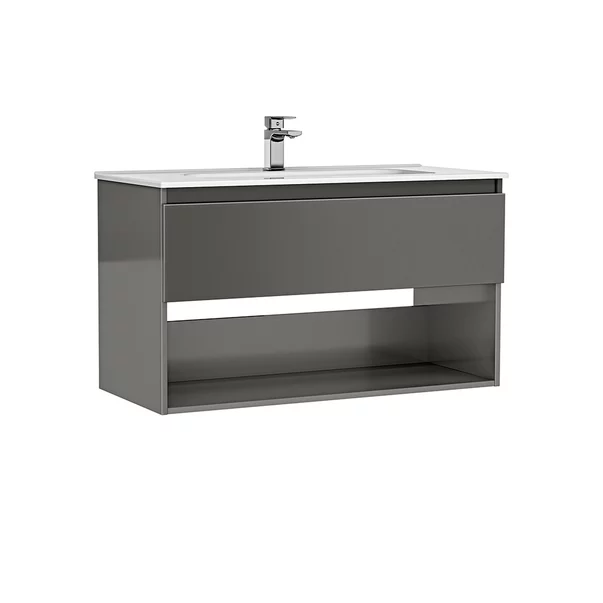 Baza lavoar - Set dulap baza suspendat Gala Daily antracit 1 sertar cu lavoar 100 cm