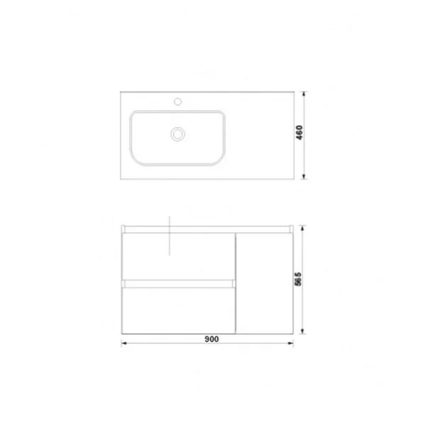 Set dulap baza suspendat Gala Daily antracit 2 sertare 1 usa si lavoar 90 cm [2]