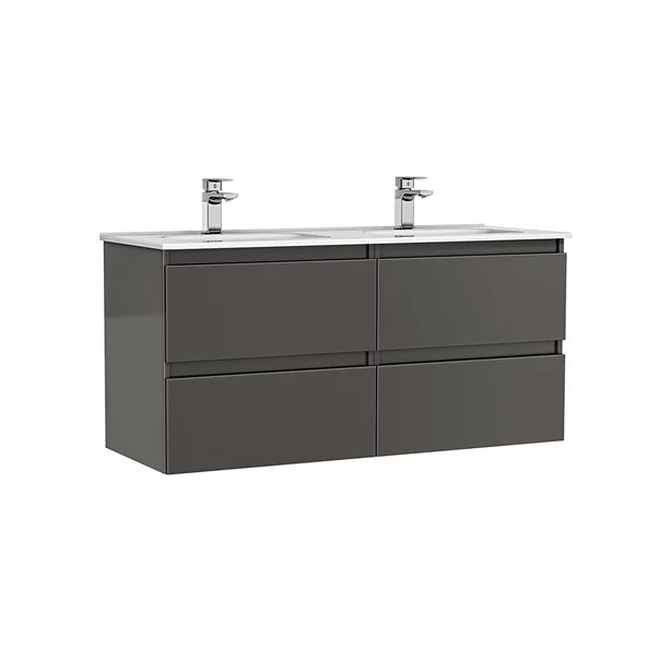 Baza lavoar - Set dulap baza suspendat Gala Daily antracit 4 sertare cu lavoar 120 cm