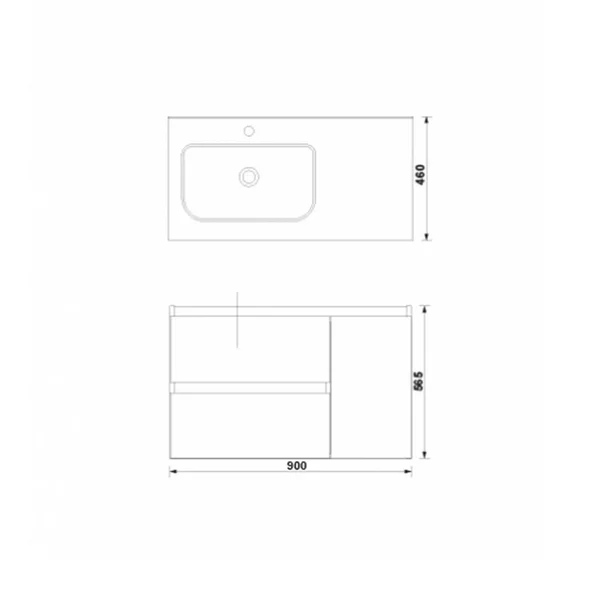 Set dulap baza suspendat Gala Daily gri 2 sertare 1 usa si lavoar 90 cm [2]