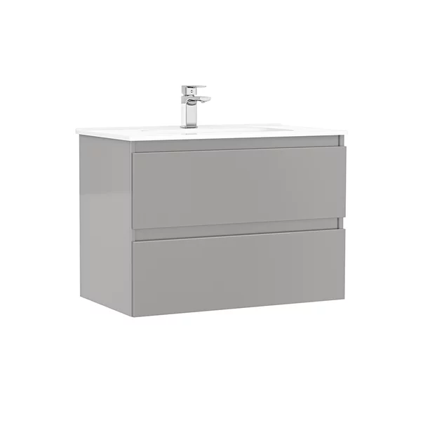 Baza lavoar - Set dulap baza suspendat Gala Daily gri 2 sertare cu lavoar 80 cm