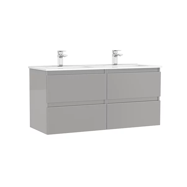 Baza lavoar - Set dulap baza suspendat Gala Daily gri 4 sertare cu lavoar 120 cm