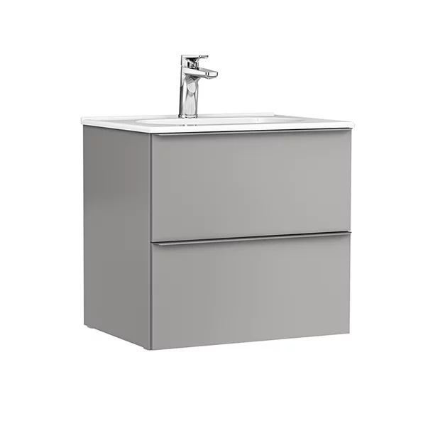 Baza lavoar - Set dulap baza suspendat Gala Shona gri 2 sertare cu lavoar Klea 60 cm