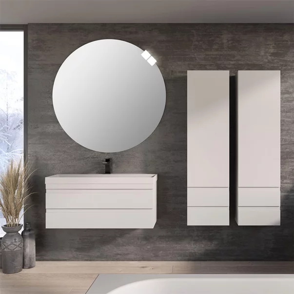 Set dulap baza suspendat KolpaSan Naomi alb cu lavoar 100 cm [4]