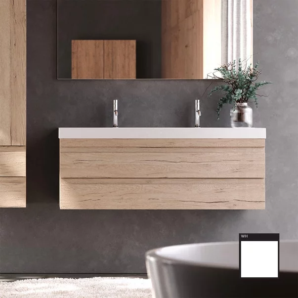 Set dulap baza suspendat KolpaSan Naomi alb cu lavoar 120 cm [1]