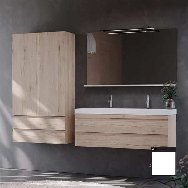 Set dulap baza suspendat KolpaSan Naomi alb cu lavoar 120 cm [3]