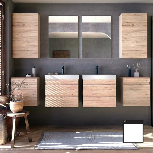 Set dulap baza suspendat KolpaSan Naomi alb cu lavoar 50 cm [1]