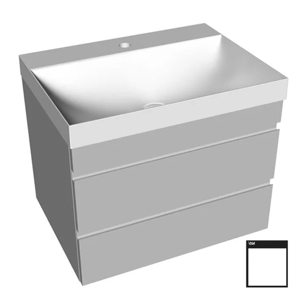 Baie - Set dulap baza suspendat KolpaSan Naomi alb cu lavoar 60 cm