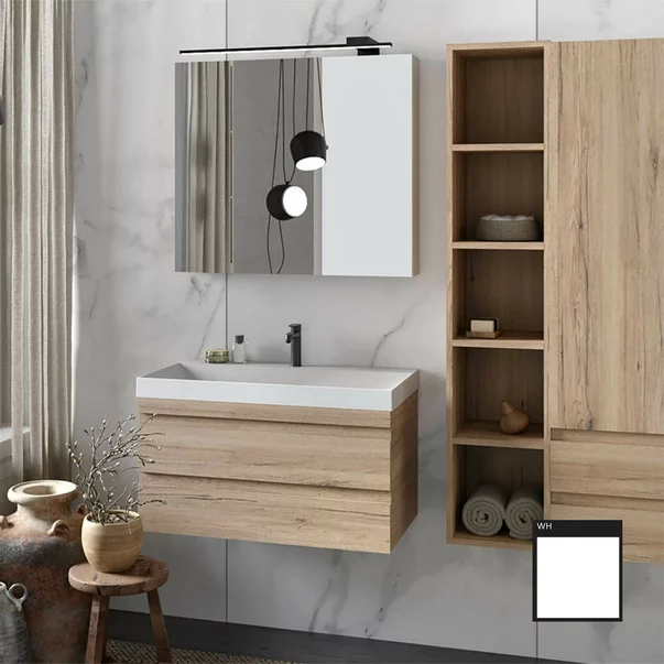 Set dulap baza suspendat KolpaSan Naomi alb cu lavoar 70 cm [3]