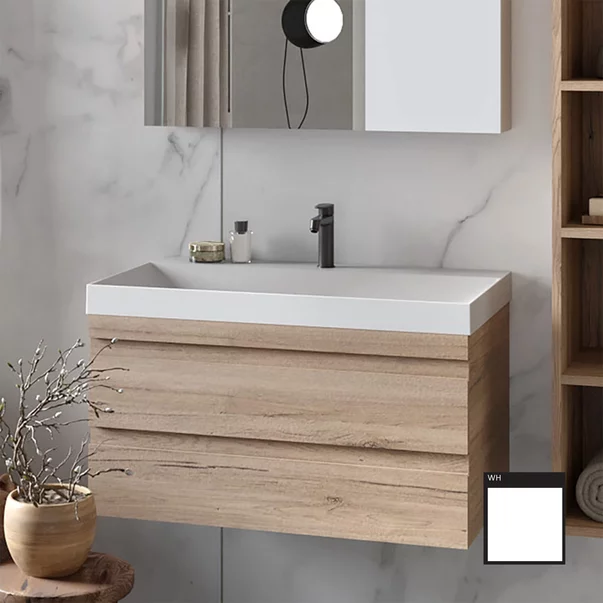 Set dulap baza suspendat KolpaSan Naomi alb cu lavoar 70 cm [1]