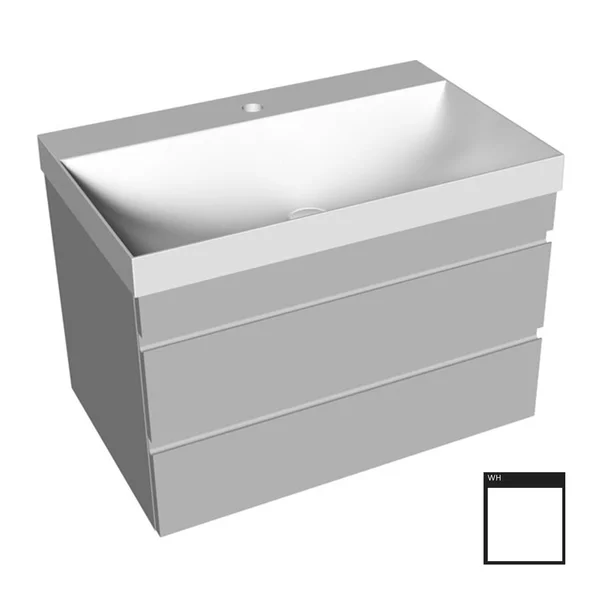 Baie - Set dulap baza suspendat KolpaSan Naomi alb cu lavoar 70 cm