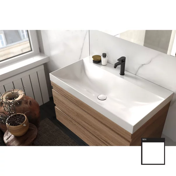 Set dulap baza suspendat KolpaSan Naomi alb cu lavoar 80 cm [4]